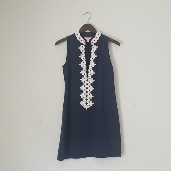 Lilly Pulitzer navy white embroidery mini dress